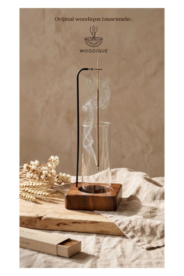 RİTÜEL SERİSİ Dekoratif Ahşap Tütsülük ve Meditasyon Aksesuarı |1 Paket Tütsü Hediyeli 10x27 cm