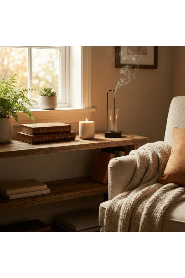 RİTÜEL SERİSİ Dekoratif Ahşap Tütsülük ve Meditasyon Aksesuarı |1 Paket Tütsü Hediyeli 10x27 cm
