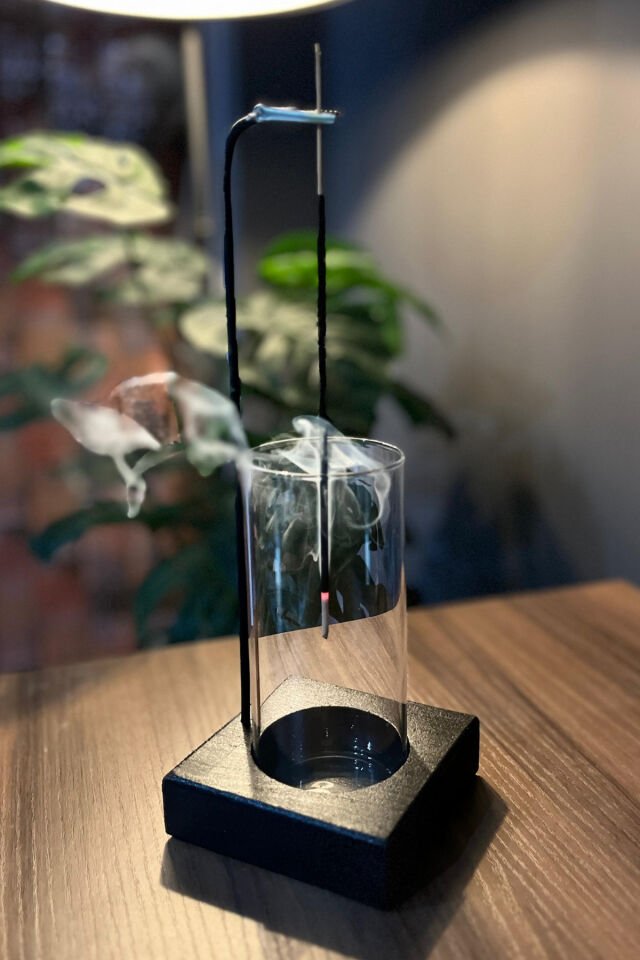 Dekoratif Ahşap Tütsülük 10x30 Cm (10 Adet Çubuk Tütsü Hediyeli)