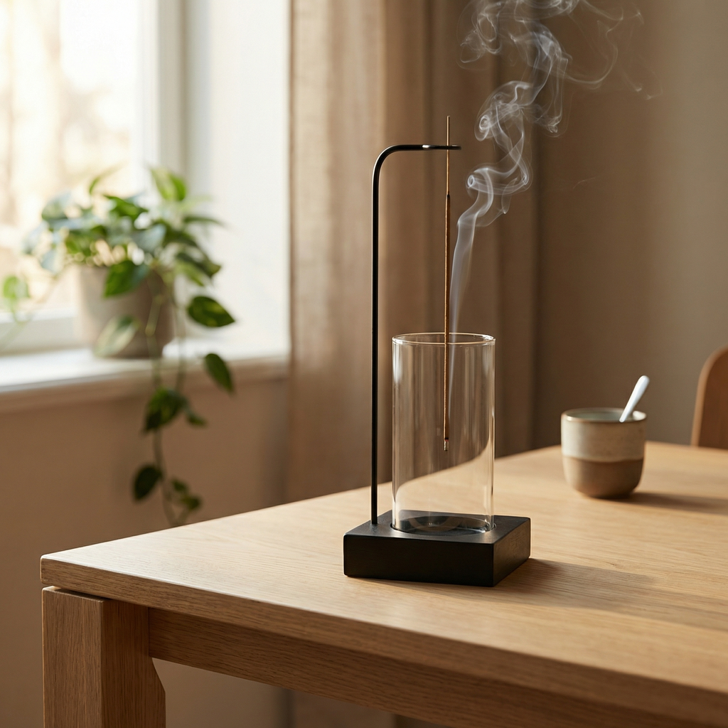 RİTÜEL SERİSİ Dekoratif Ahşap Tütsülük ve Meditasyon Aksesuarı |1 Paket Tütsü Hediyeli 10x27 cm siyah